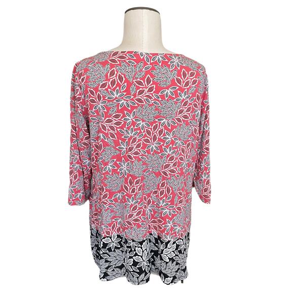 J. Jill Pullover Top Womens L Petite Multicolor Block Floral Crew Neck Tunic Tee - Picture 3 of 11